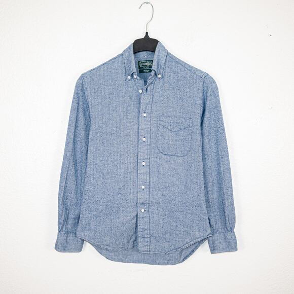 Gitman Bros Vintage Button Down Shirt herringbone blue size Small - Picture 1 of 7